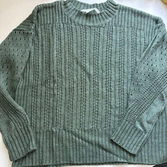 Veronica Beard Erka Sweater in Green Linen Open Knit Pullover-  XS - Picture 1 of 6